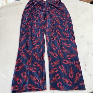 Little Blue House Lobster Print 100% Cotton PJ Pants Navy Red Pajama Bottoms L